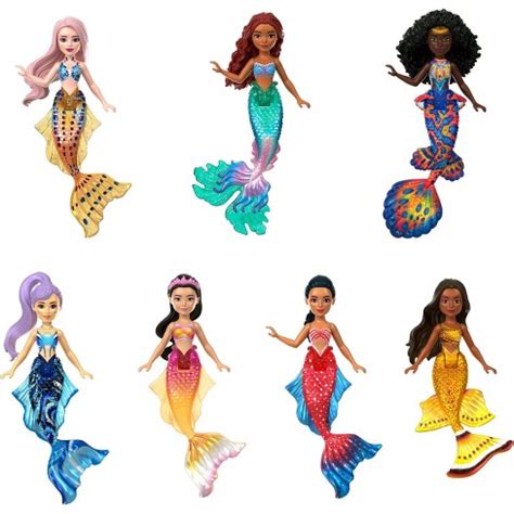 Disney The Little Mermaid Ariel And Sisters Small Doll Set With 7 Mermaid Dolls : Target
