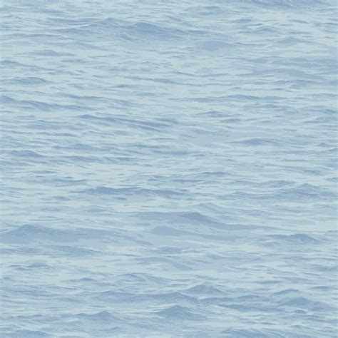 Blue & Light Blue Ocean Waves Screen Print Wallpaper