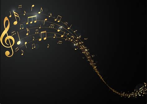 Fondo de notas musicales doradas. | Vector Premium