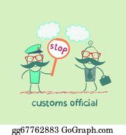 6 Customs Officer Holding A Stop Sign Clip Art | Royalty Free - GoGraph