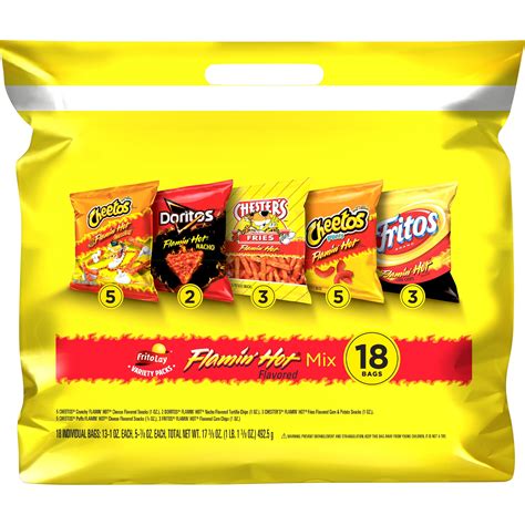 Frito-Lay Flamin' Hot Mix Snacks Variety Pack, 18 Count - Walmart.com ...