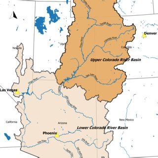 Map of the Colorado River showing hydrologic basin, water export areas ...