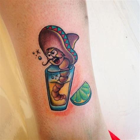 This worm knows how to par-tay. Tattoo by @auraespinosa. #inked #inkedmag… | Food tattoos ...