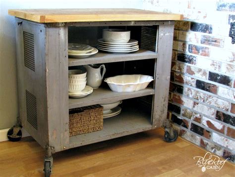 blue roof cabin: DIY Industrial Kitchen Island or Cart or Whatever