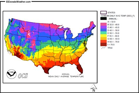 United States Yearly Annual Mean Daily Average Temperature Map