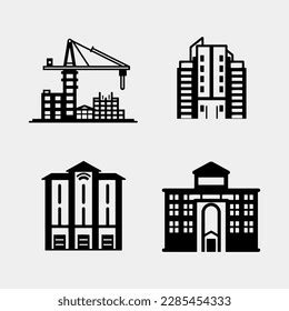 Black Color Buildings Vector Set Isolated Stock Vector (Royalty Free ...