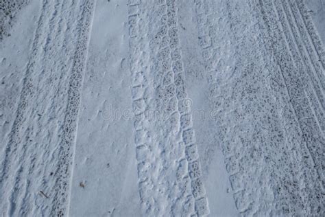 Tire tracks in the snow stock image. Image of dangerous - 264919853