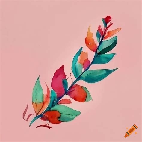 Watercolor botanical christmas line art on Craiyon