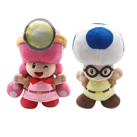 Buy Super Mario Bros Toadette Blue Toad with Backpackfor Captain Toad Plush Soft Toy 8" (Pack of ...