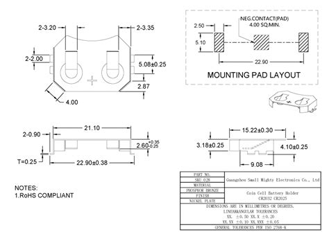 Cell Battery Clip Holder for CR2032 CR2025 Button Cell