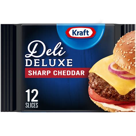 Kraft Deli Deluxe Sharp Cheddar Cheese Slices, 12 ct Pack - Walmart.com - Walmart.com