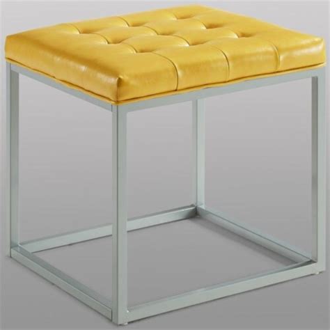 Brika Home Faux Leather Tufted Ottoman in Yellow, 1 - Kroger