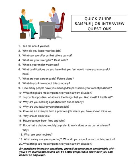 FREE 7+ Sample Interview Question Templates in PDF