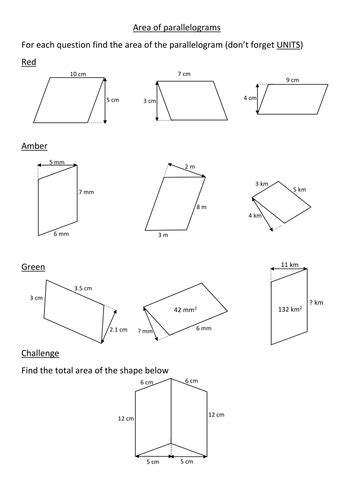 Area of parallelograms | Teaching Resources