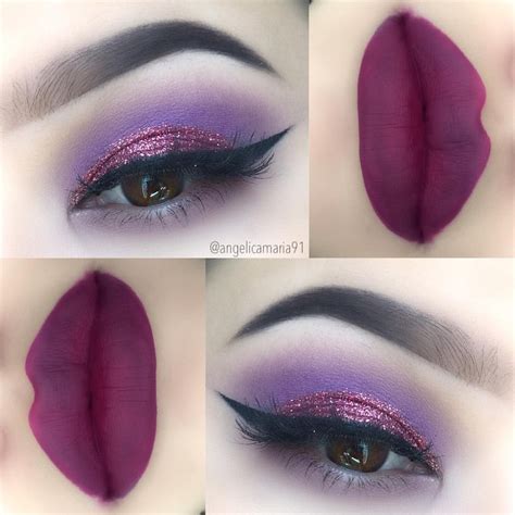 Purple glitter eyeshadow purple matte lipstick 46 Likes, 5 Comments - | Angelica Maria | 💍 ...