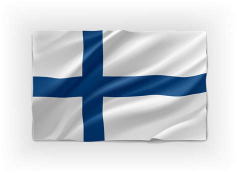 Blue and white flag of Finland. 3d vector object isolated on white ...