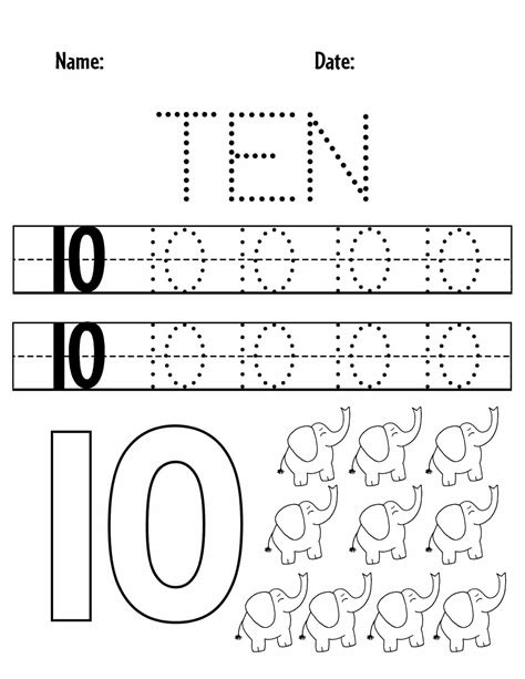 Number 10 Worksheet Free Printable