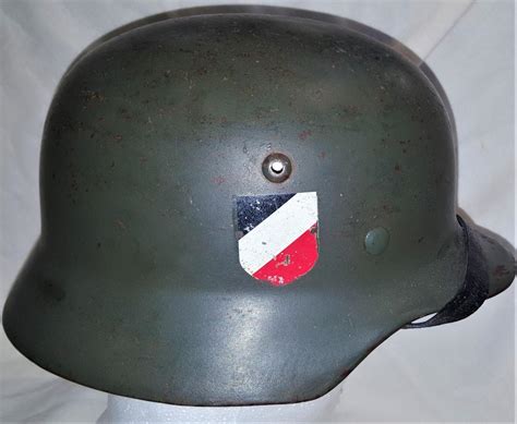 WW2 German Army double decal M35 steel helmet by F.W. Quist G.m.b.H., Esslingen | JB Military ...