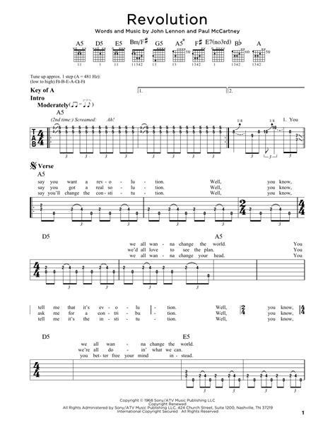 Revolution by The Beatles - Guitar Rhythm Tab - Guitar Instructor