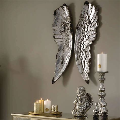 Large Silver Angel Wings For WallAngel Wings Wall Art -Candle and Blue – Candle and Blue ...