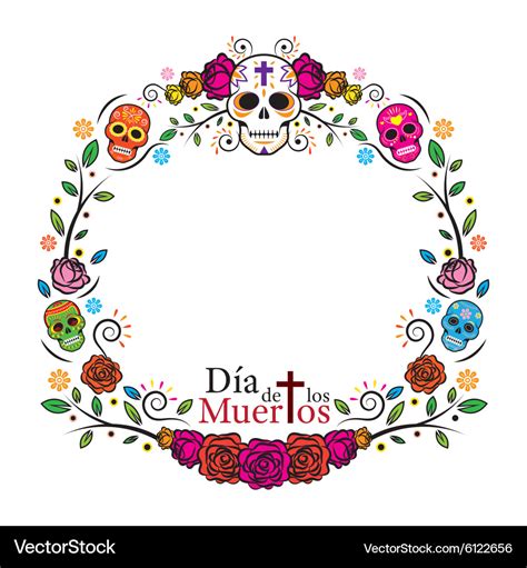 Day of the dead skulls frame Royalty Free Vector Image