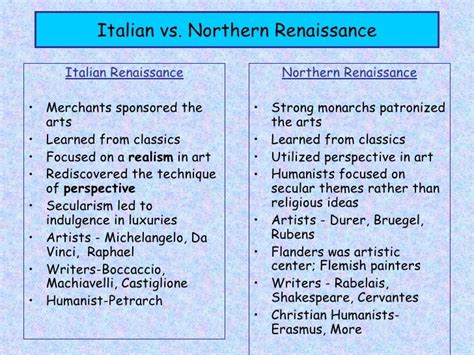 How did the northern renaissance differ from the italian renaissance ...