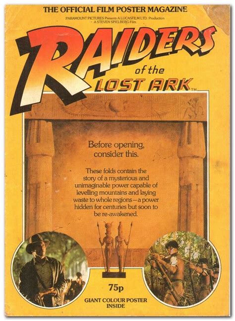 Raiders Of The Lost Ark Official Movie Poster Magazine