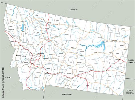 High detailed Montana road map with labeling. Stock Vector | Adobe Stock