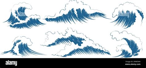 Sea waves sketch set Stock Vector Image & Art - Alamy