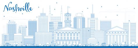 Outline Nashville Skyline with Blue Buildings. 10362247 Vector Art at Vecteezy