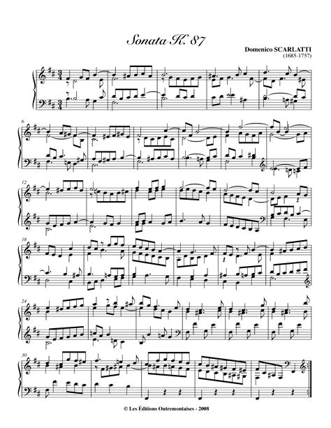 Scarlatti, Domenico - Keyboard Sonata in B minor, K.87 for Piano - Free ...