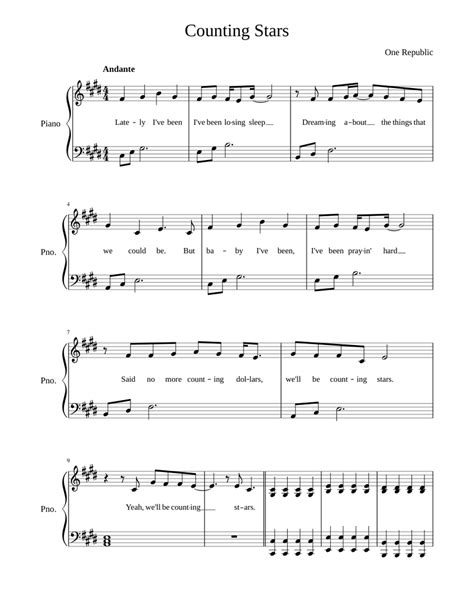 Counting Stars (Easy) Sheet music for Piano (Solo) | Musescore.com