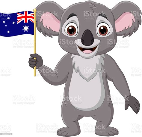 Kartun Koala Memegang Bendera Australia Ilustrasi Stok - Unduh Gambar ...