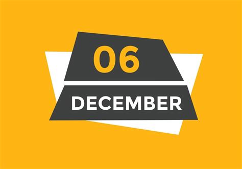 december 6 calendar reminder. 6th december daily calendar icon template ...