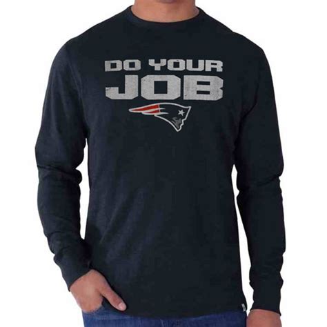 Official New England Patriots ProShop - '47 Do Your Job Long Sleeve Tee-Navy