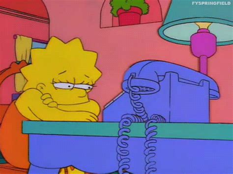 reaction, lisa simpson, mood, phone, waiting, waiting for a call – GIF