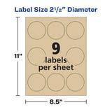 Avery Printable Round Labels, 2.5", Kraft Brown, 90 Labels (22818) - Walmart.com