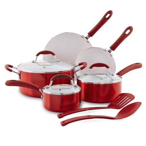 Bella 10-Piece Nonstick Red Ceramic Cookware Set