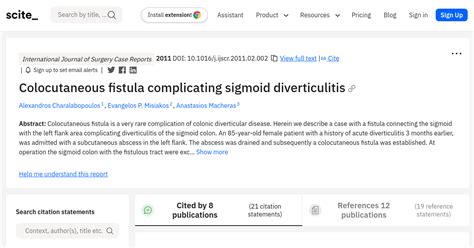 Colocutaneous fistula complicating sigmoid diverticulitis - [scite report]