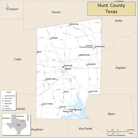 Hunt County Map, Texas - Where is Located, Cities, Population, Highways ...