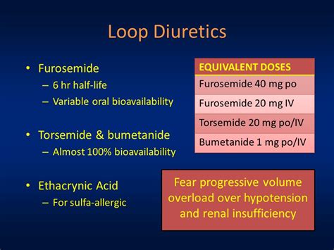 Loop diuretic conversion - Equivalent Doses Furosemide (Lasix) 40 mg PO ...