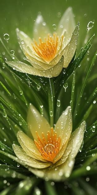 Premium AI Image | Macro photography of a flower in rain