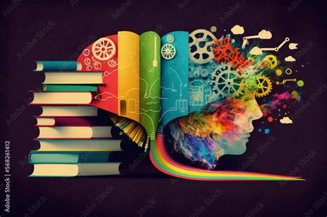 Generative AI illustration of conceptual art of some books on a ...