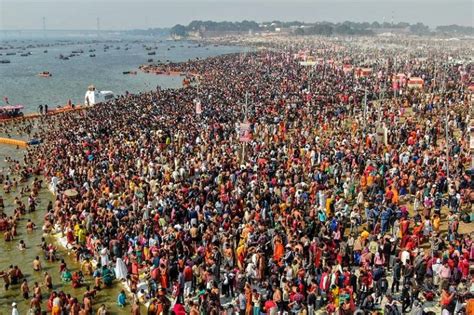 Sangam witnessing the last dip of the Kumbh Mela at Prayagraj.