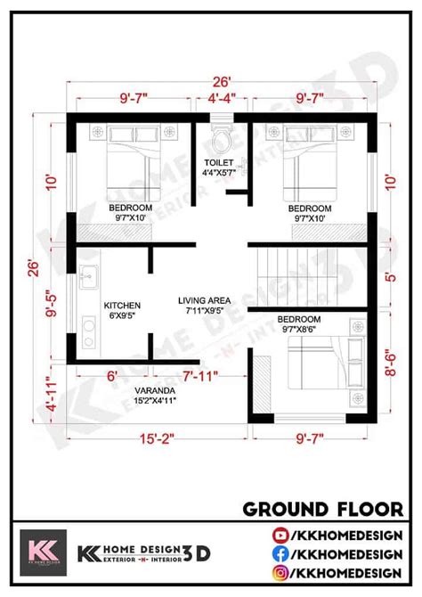 Small village house plans with 3 bedroom beautiful indian style home plans || 26x26 Feet || 75 ...