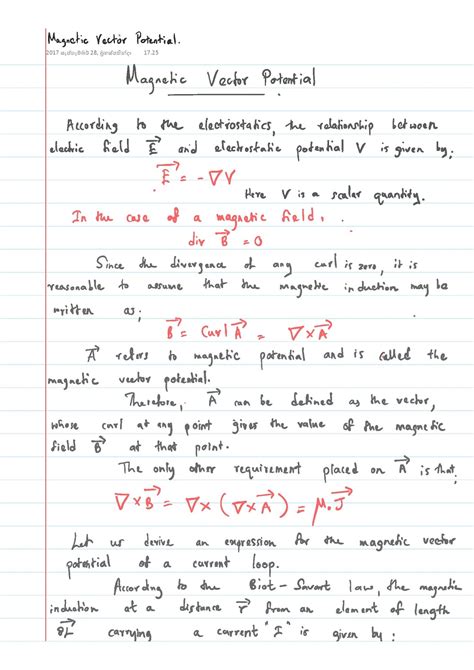 Lecture Notes in Physics : Magnetic Vector Potential