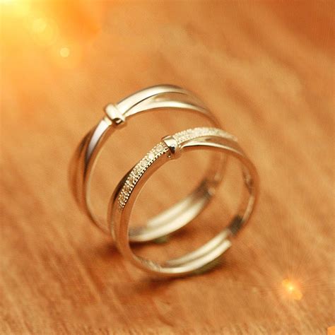 925 Sterling Silver Simple Opening Engraved Couple Rings - Couple Rings