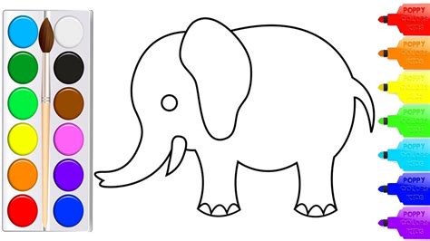 رسم و تلوين فيل مع صوت الفيل للأطفال Draw an Elephant for kids - YouTube