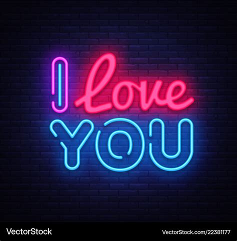 I love you neon sign love design template Vector Image