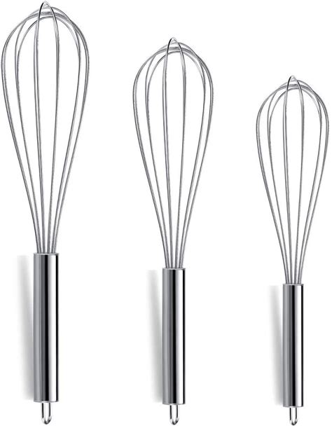 US$ 15.99 - 3 Pack Stainless Steel Whisks 8 +10 +12 Inches , Wire Whisk Set Kitchen whisks ...